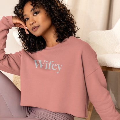 Gestickter Crop-Pullover - Wifey