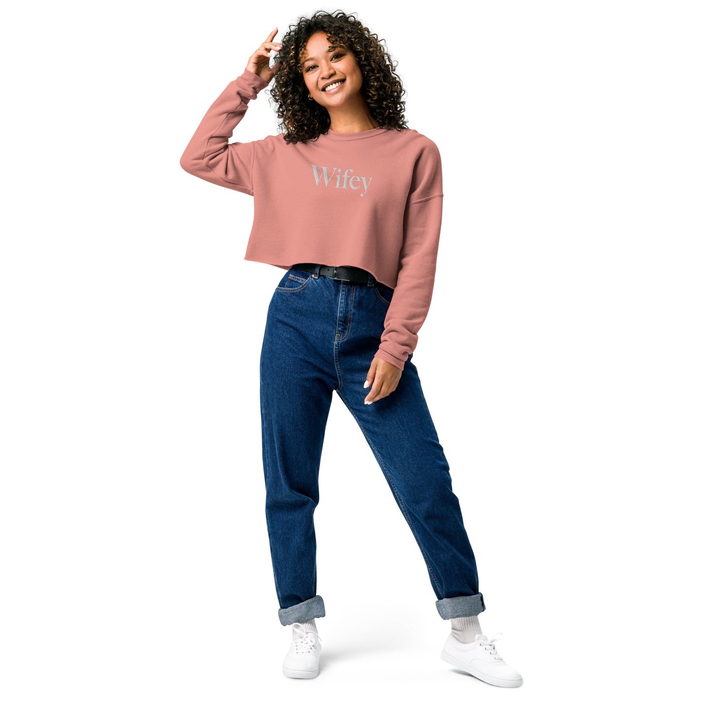 Gestickter Crop-Pullover - Wifey