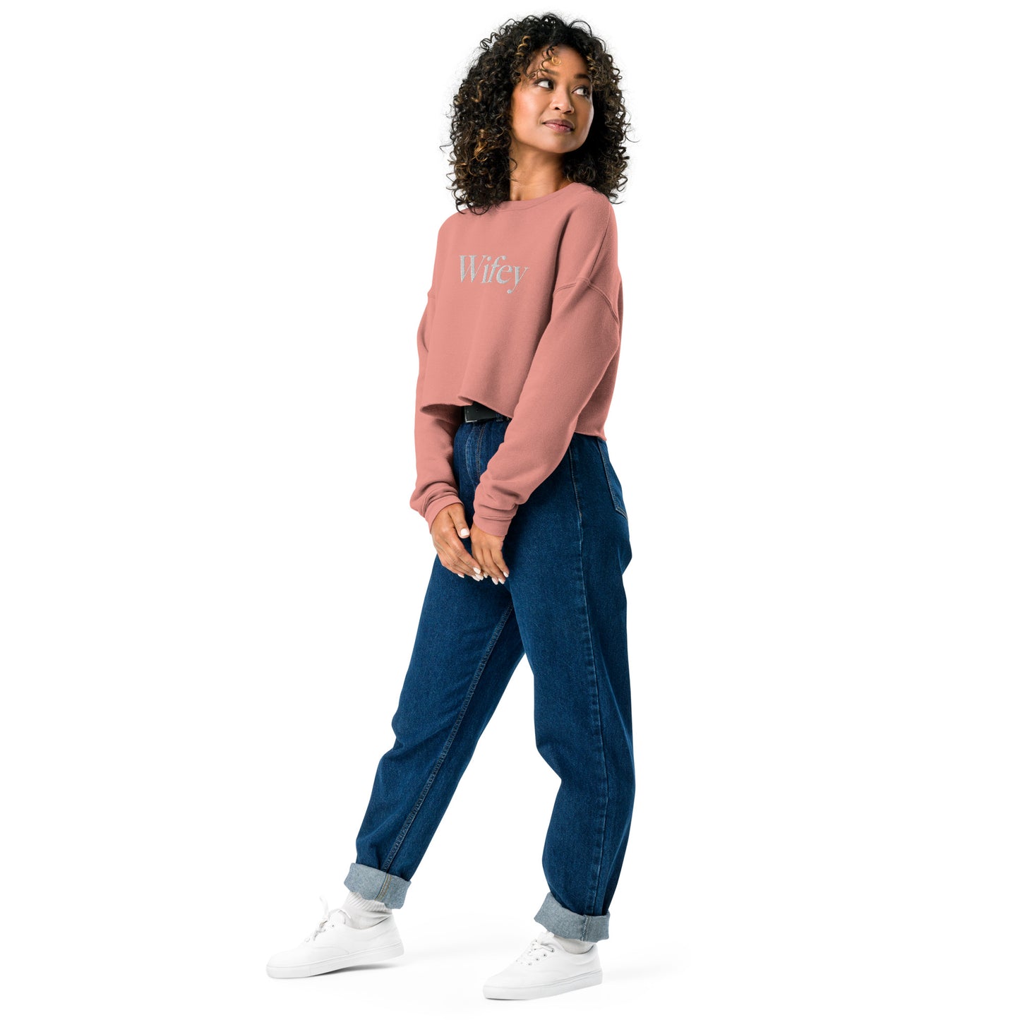 Gestickter Crop-Pullover - Wifey